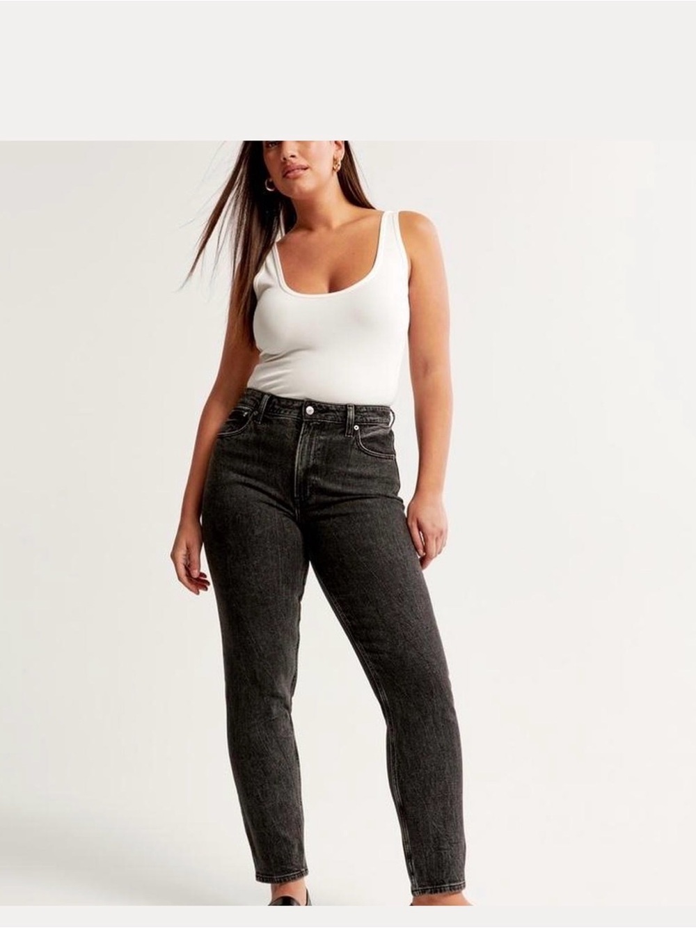 Abercrombie mom high rise black jeans 28 6 long